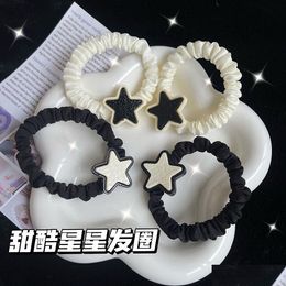 Hair Pins New Black And White Star Sweet Cool Ring Korean Girl Cartoon Original Sufeng Five-Pointed Versatile Rope Student Head Drop D Dhurx