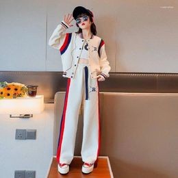 Clothing Sets Girls Baseball Jacket Suits Spring Autumn 2024 Fashionable Trend Loose Style Sports Youth Teeange Kids Boutique Clothes