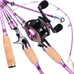 Accessories Sougayilang 2.1m Fishing Rod Combo Purple Carbon Fibre Baitcast Rod 19+1BB Baitcasting Fishing Reel for Freshwater and Saltwater