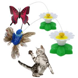 Toys Automatic Electric Rotating Cat Toy Colorful Butterfly Bird Animal Shape Plastic Funny Pet Dog Kitten Interactive Toys Pet Toys