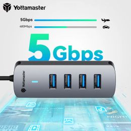 Hubs Yottamaster Type C HUB USB HUB 3.0 4Port Splitter USB3.0 Expansion Dock UltraSlim OTG USB HUB Adapter for 5Gbps High Speed