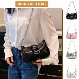 women Chain Armpit Bag Versatile Elegant Clutch Bag Zipper Closure Solid Colour Ladies Girls Trendy Bag E1sd#