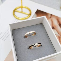 Cluster Rings YUN RUO Personality Black White Enamel Rose Gold Color Woman Gift Fashion Titanium Steel Jewelry Never Fade Drop