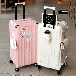 Luggage 20'' 26" 28 "Large Capacity Travel Case Universal Wheel Luggage Double Combination Lock With Cup Holder Fashion Leisure Suitcase