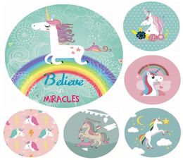 Cartoon Pony Round Chiffon Unicorn Beach Towels Summer Travel Picnic Blanket Beach Cover Towel Swimming Shawl Mat V37849512