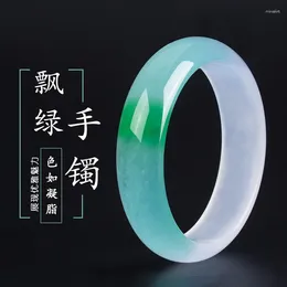 Bangle Quartz Rock Jade Bracelet Myanmar Emerald Green High Floating Flower Flat Bar Safety