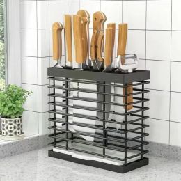 Storage Stainless Steel Knife Holder Chopping Chef Slicing Knife Rack Peeler Multifunctional Kitchen Storage Rack Kitchen Supplies