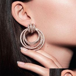 Stud Luxury Dangle Earring Micro Pave Aaaaa Zircon 925 Sterling Sier Fine Party Drop Earrings For Women Bridal Jewellery Gift Delivery Dhu0I