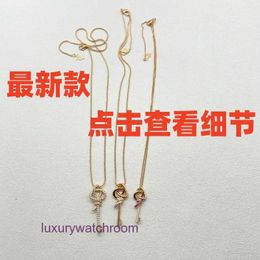 Luxury Tiffenny Designer Brand Pendant Necklaces Tijias 24 Year New Valentines Day Wovenkey Collection Knot Key Necklace Set with Pink Diamond Rose Gold