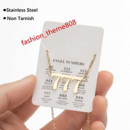 HOVANCI 18K Gold Plated Lucky Pendant Charm Angel Number Necklace Engraving Triple Number Pendant Necklace