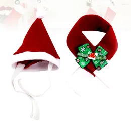Dog Apparel Cat Christmas Santa Hat Scarf Bow Tie Collar Reindeer Antlers With Ears Wear Xmas Costume Accessory For Kitten Puppy