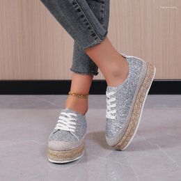 Casual Shoes Tenis Feminino Women Sneaker Autumn Lace Up Sequined Platform Wedges Height Increasing Vulcanised