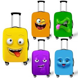 Accessories Luggage Cover Funny Expression Print Protective Sheath Travel Suitcase Elastic Dust Cases Fit 18 32 Inches Baggage Accessorie