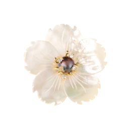 Jewelry WP001 WKT 2023 Hot Sale HighGrade Natural Seawater Shell Flower Brooch Fresh Water Pearl Peach Blossom Pin Dress Corsage