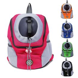 Carrier Dog Breathable Double Mesh Shoulder Portable Travel Backpacks Outdoor Pets Carriers Bag Front Backpack Head Pet Supplies s