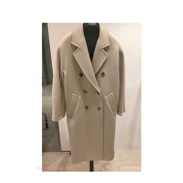 Brand Coat Women Coat Designer Coat MAXMARA Madame Beige Double Breasted Lapel Coat