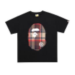 new A Bathing Ap Cheque Ap Head T-shirt Black Multi Red