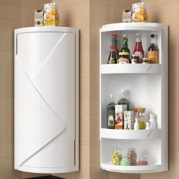 Racks Kitchen Rotating Storage Rack Corner Shelf 360° Rotateable Household Layered Adjustable Shelf Organizer Spice Cans Bottle Holder