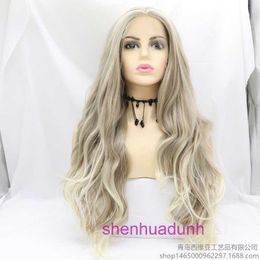 Designer human wigs hair for women Qingdao Xiwei Handwoven Front Lace Wig Womens Matte High Temperature Silk Rose Inner Mesh Full Top Head Cover