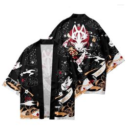 Ethnic Clothing Cartoon Flower Printed Kimono Women Men Japanese Haori Streetwear Cardigan Yukata Cosplay Samurai