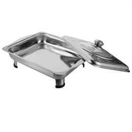 Plates Stainless Steel Dinner Plate Rectangular Chafer Dish Combined Cover Buffet Tray Pot