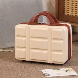 Suitcases Portable 14 Inch Makeup Travel Case Hard Shell Cosmetic Case Hand Luggage Organiser Mini ABS Carrying Suitcase with Elastic Band