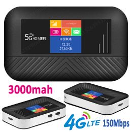 Routers 4G LTE Router Wireless Wifi Portable Modem Mini Outdoor Mobile Hotspot Pocket Mifi 150Mbps Sim Card Repeater 3000mah Battery LCD