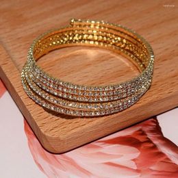 Bangle Iron Alloy Lady Crystal Open Bracelets Elegant 3 Rows Gold Silver Plated Bracelet Korean Style 5 Bling Rhinestone