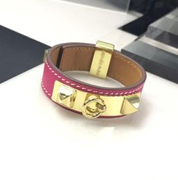 Luxury Designer France Brand Bracelets Golden Buckle Tree Pattern Identification Bangles High Quality Copper Genuine Leather Women7494933