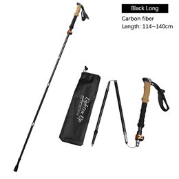 Trekking Pole Carbon Ultralight Telescopic Folding Mountaineering Fiber Outdoor Walking Stick 240412