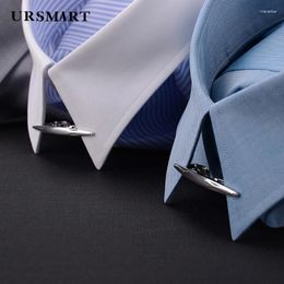 Men's Casual Shirts French Long-sleeved Clip-on Collar Shirt Long Pointy Slim British Retro For Men