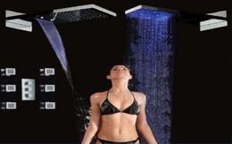 Whole And Retail Promotion LED Colour Changing Waterfall Shower Head Thermostatic Valve 6 Massage Jets77536416653682