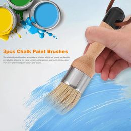 Storage Bags 3Pack Chalk And Wax Paint Brushes Bristle Stencil For Wood Furniture Home Wall Decor