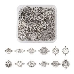 Strands 120Pcs Tibetan Flower Charms Alloy Hollow Flower Charms Chakra Connector Charms for Jewelry Making Bracelets Necklace Findings