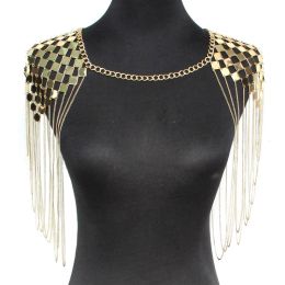 Necklaces KDLUN Punk Sexy Metal Tassel Collar Shoulder Necklace For Women Statement Geometric Body Chains Necklace Party Fashion Jewellery