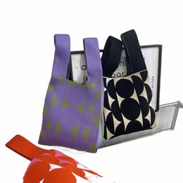 dring Accories Lunch Bag Cosmetic Bag Women Shoulder Bag Mini Knot Wrist Knitted Handbag Star Tote z0os#