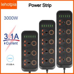 Plugs Power Strip Plug Multitap Smart Home 2m Extension Cable Electrical Socket with Usb Ports Fast Charing Multiprise Network Philtre