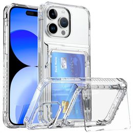 2024 For IPhone 15 Pro Transparent Phone Case for Apple 14 pro max 11 12 13 Beer Flip Card Fall Protection Case Holder Anti-fall Shockproof Cover Factory Price