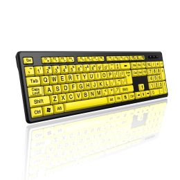 Keyboards Wired Keyboard Large Character Keyboard for Elderly USB Large Key Design Quiet Typing for Elder Visually Impaired Users