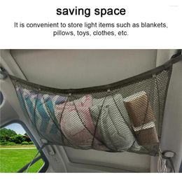 Car Organizer Double-Layer Ceiling Storage Bag Adjustable Interior Roof Mesh Pocket 35.4x25.6in With Zipper For Truck SUV