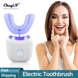 Heads CkeyiN 360 Degree U Type Lazy Automatic Sonic Silicone Electric Toothbrush Rechargeable Vibration Teeth Whitening Cleaning Tool