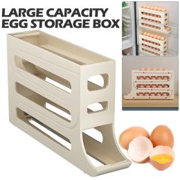 Organisation Refrigerator Egg Storage Box Automatic Scrolling Egg Holder Household Large Capacity Kitchen Dedicated Roll Off Egg Storage Rack