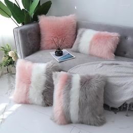 Pillow Cover Nordic Faux Fur Throw Assorted Colours Col Side Wool Decorative