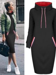 Casual Dresses Amazon Four-Color Long Style Sleeve Turtleneck Sweater Outer Wear Underwear Decorative Pocket Dress