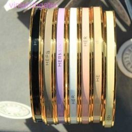 High-end Luxury Bangle 009 Aijia H Enamel Round High Version Letter Bracelet Fashion Trend Small and Versatile Light Luxury Simple