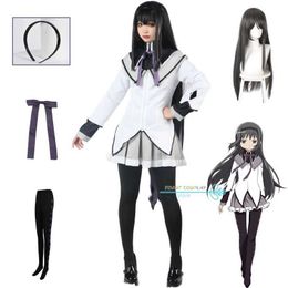 Anime Costumes Akemi Homura Cosplay Anime Puella Magi Madoka Magica Cosplay Come Dress Wig Socks Pełny zestaw Akemi Homura rola Play JK mundlid Y240422