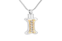 IJD9874 High Polished Two Tone Stainless Steel Dog Bone Cremation Urn Neckace Engravable Pet Name Memorial Ashes Jewelry25997083993