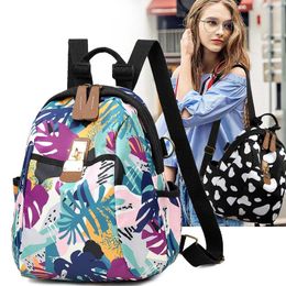 Backpack Embroidery Floral Women Anti-theft Shoulder Bags Teenage Girls Casual Oxford High School Simple Female Travel Bag