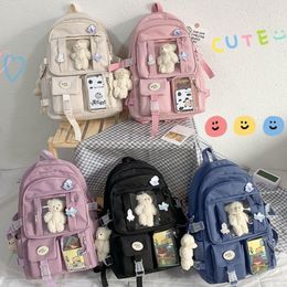 Popular Pink Color Purple Girls High School Student Backpack Students Feminino Cartoon Middle School Students