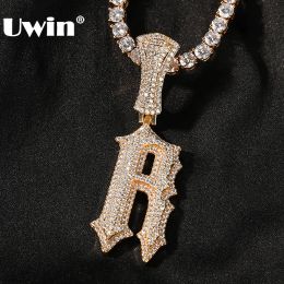 Necklaces UWIN Initial Letters Pendant Necklaces Cross Sword Charms for Women Girls Iced Out Cubic Zircon Fashion Jewellery for Gift